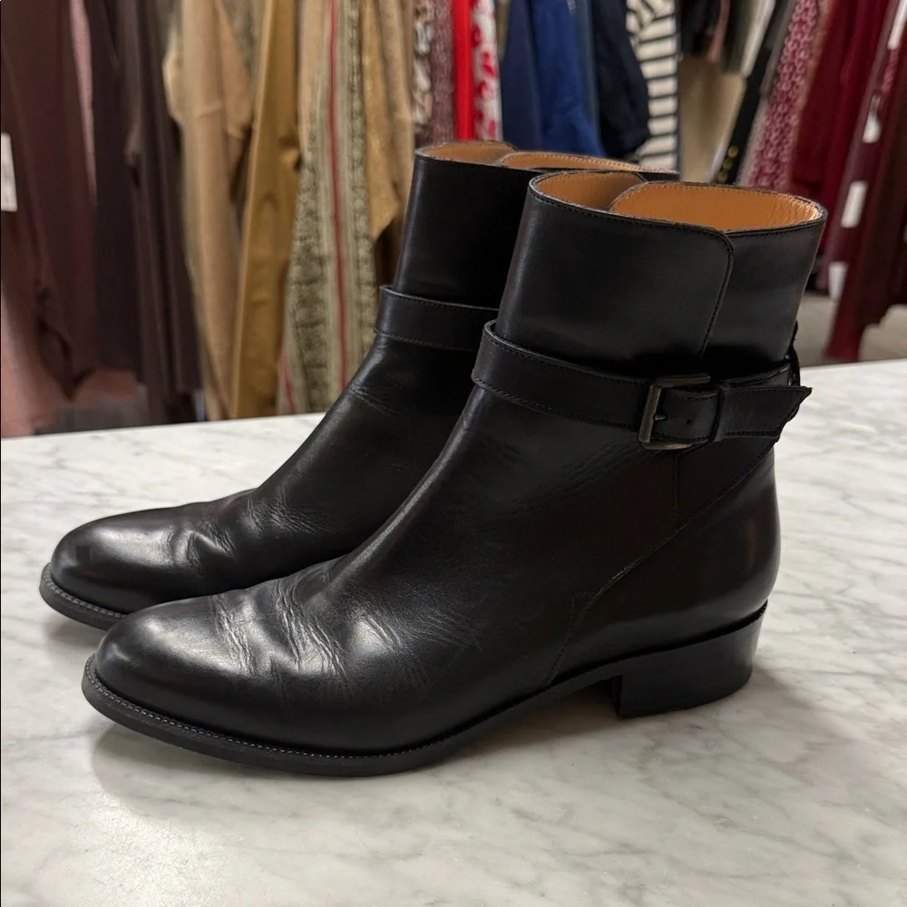 Men's Brooks Brothers Black Ankle Strap Buckle Leather Dress Boot Size 9